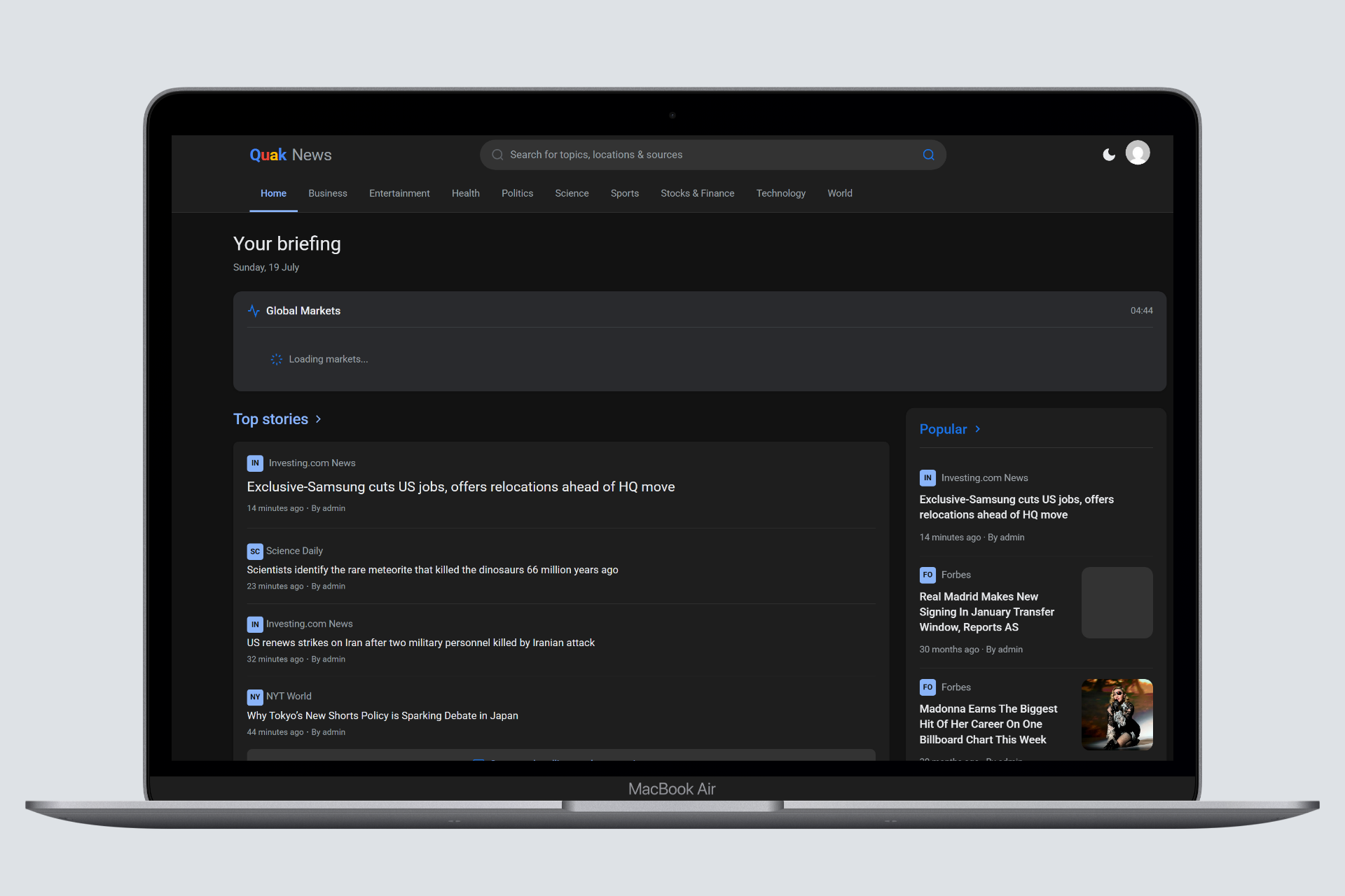Google News风格的wordpress新闻模板